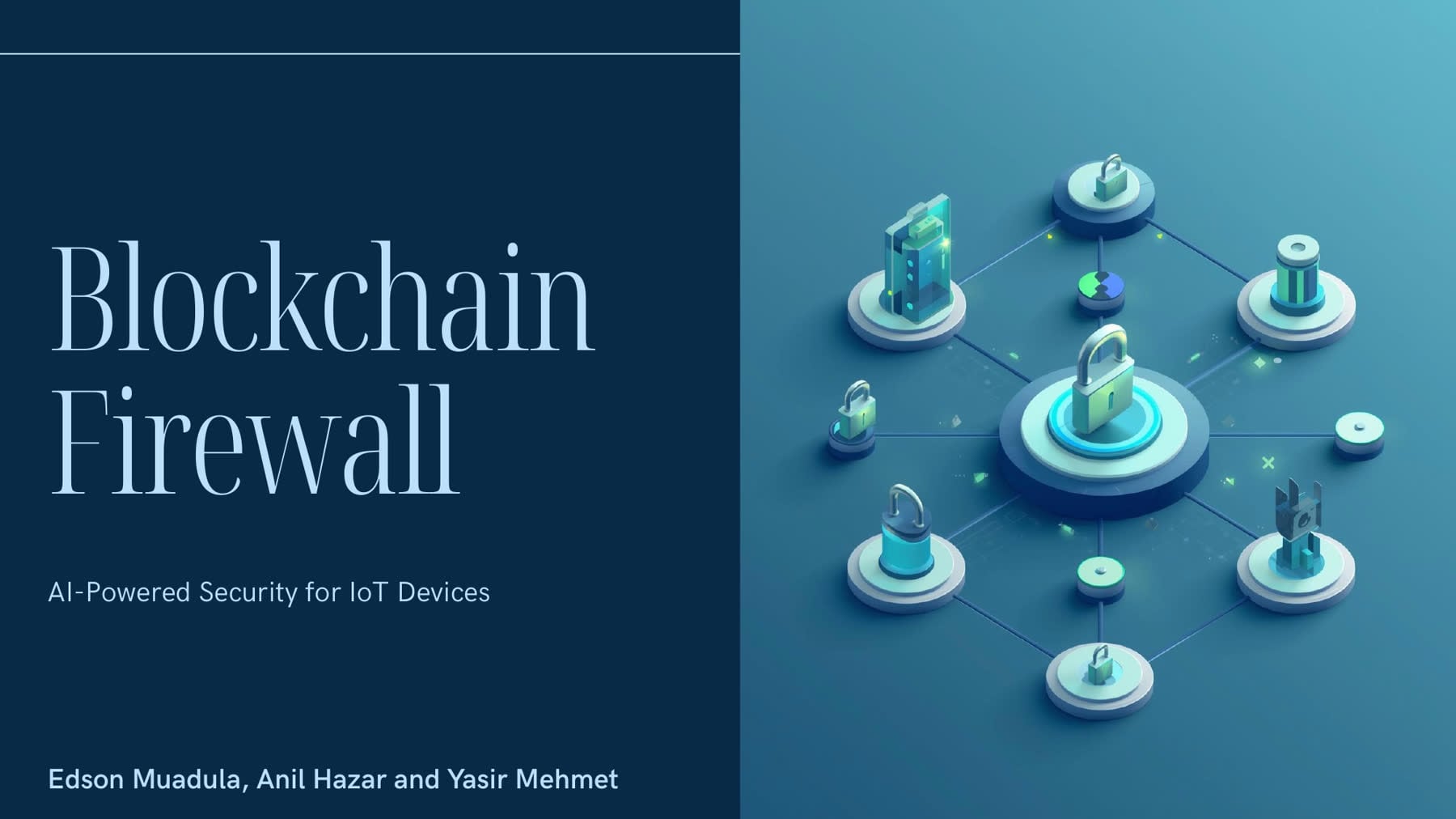 Blockchain Firewall cover — isometric IoT lock network